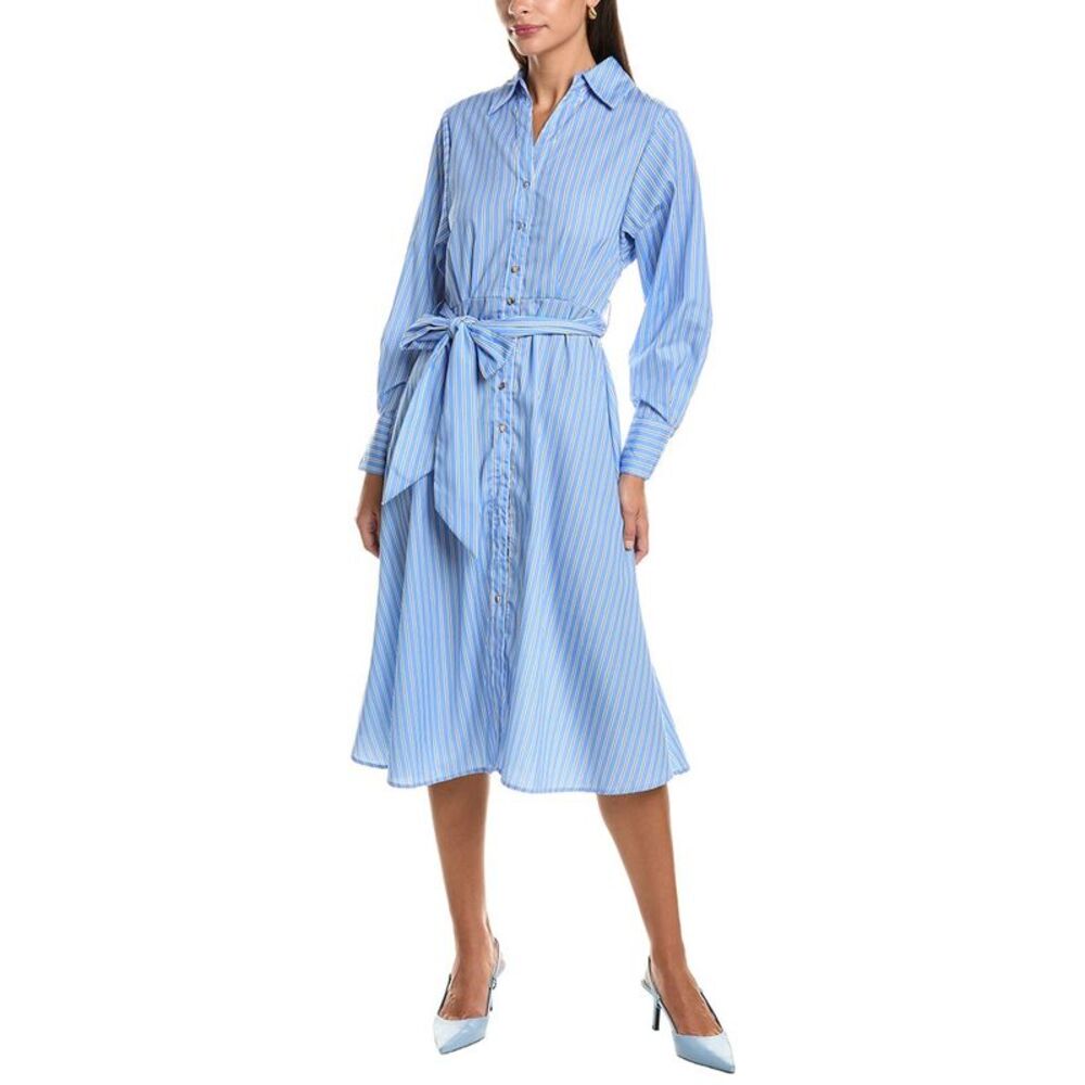 Hl Affair Womens  Stripe Shirtdress, Blue